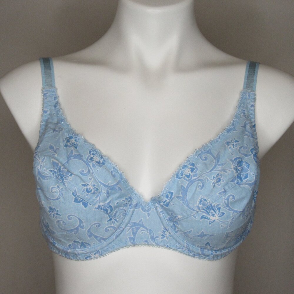 Victoria's Secret Blue Floral Bra Cotton Vintage 34D